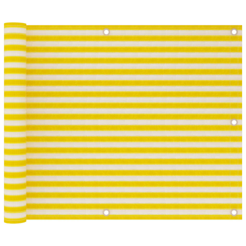 vidaXL Tela de varanda 75x300 cm PEAD amarelo e branco