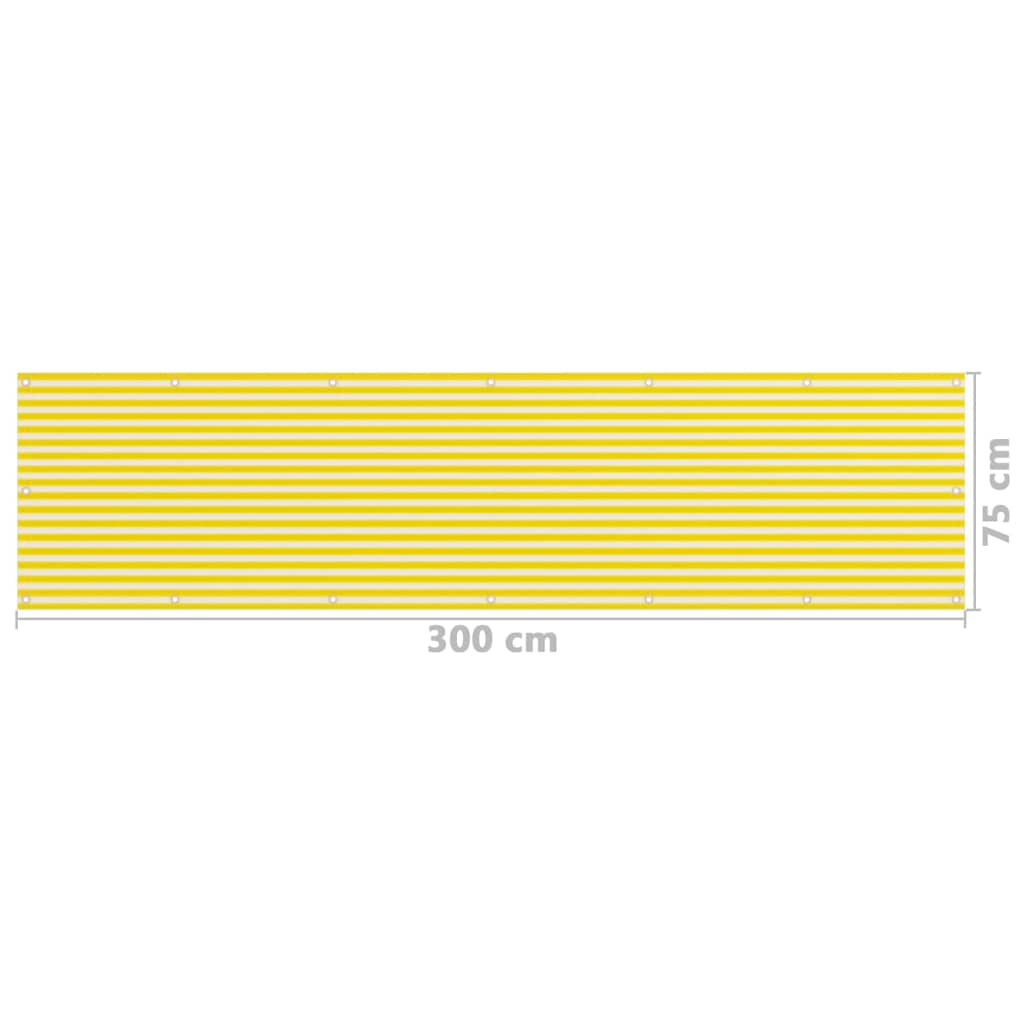 vidaXL Tela de varanda 75x300 cm PEAD amarelo e branco