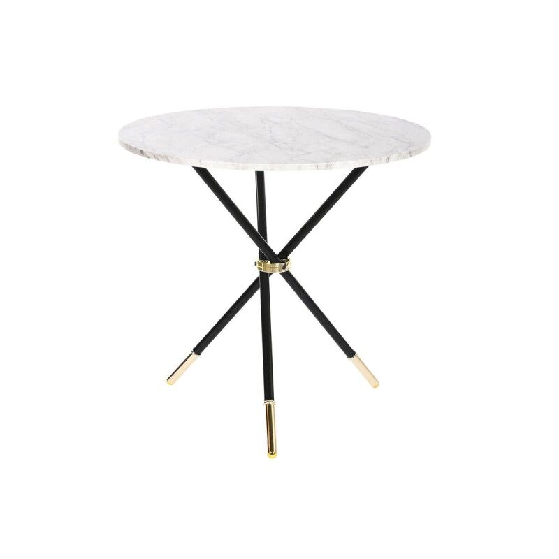 DKD Home Decor|Mesa de apoio DKD Home Decor Branco Preto Dourado Metal Madeira MDF 80 x 80 x 76 cm