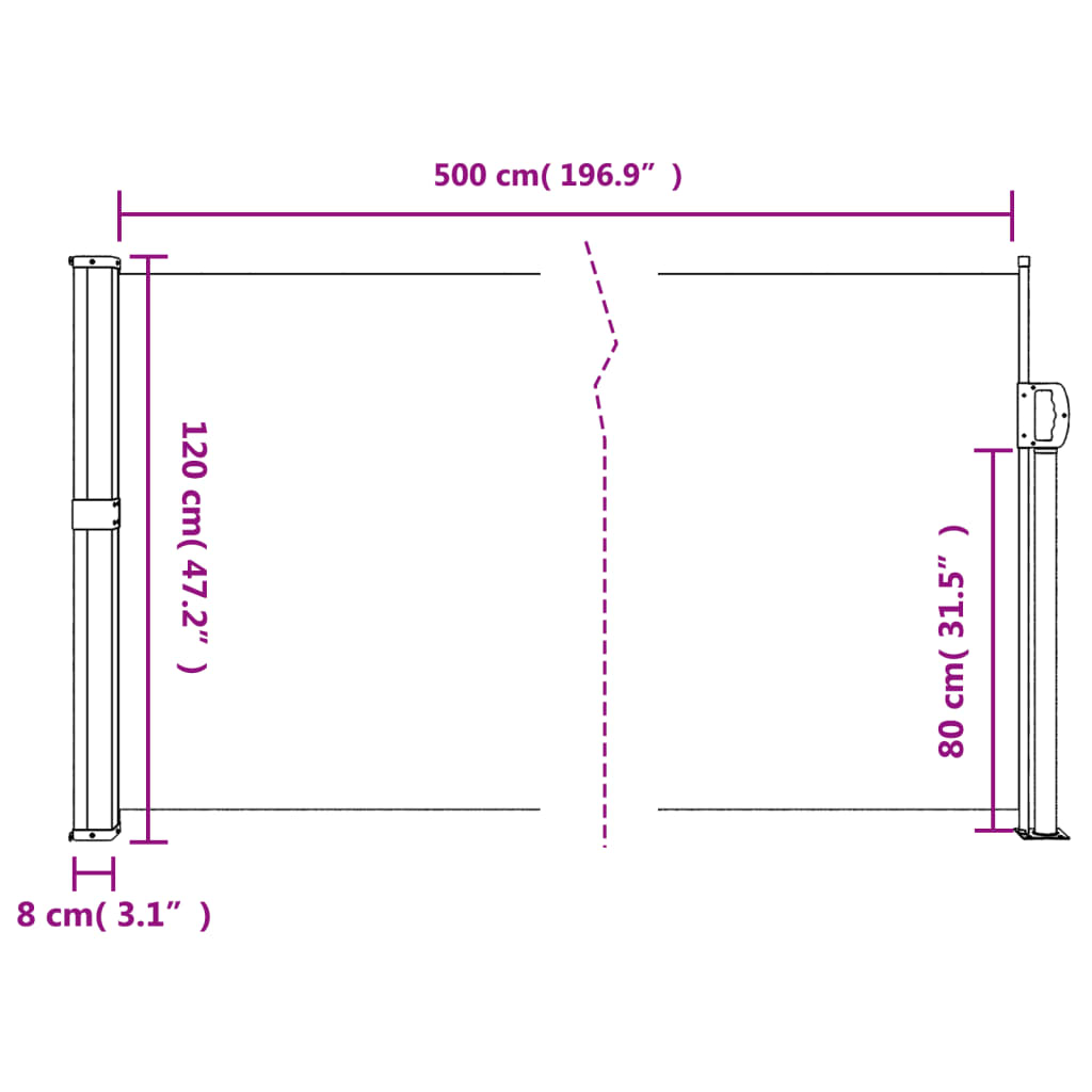 vidaXL Toldo lateral retrátil 120x500 cm azul