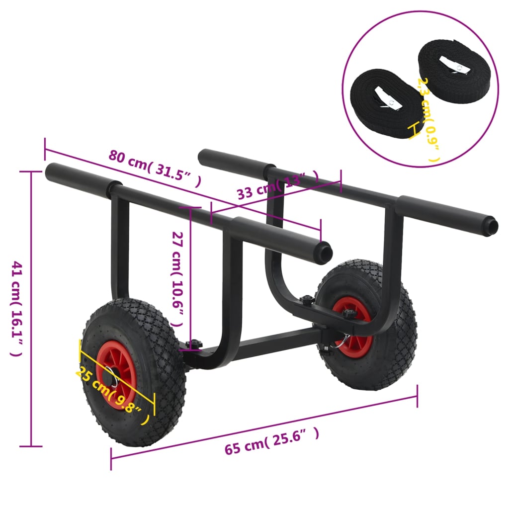 vidaXL Carrinho de caiaque 90 kg alumínio