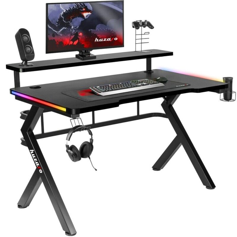 Huzaro|Mesa de Escritório Gaming Huzaro HZ-Hero 5.0 RGB Preto Aço Fibra de carbono 116 x 69,5 x 59 cm Huzaro|Mesa de Escritório Gaming Huzaro HZ-Hero 5.0 RGB Preto Aço Fibra de carbono 116 x 69,5 x 59 cm