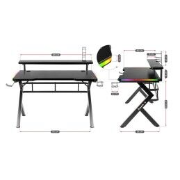 Huzaro|Mesa de Escritório Gaming Huzaro HZ-Hero 5.0 RGB Preto Aço Fibra de carbono 116 x 69,5 x 59 cm