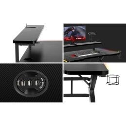 Huzaro|Mesa de Escritório Gaming Huzaro HZ-Hero 5.0 RGB Preto Aço Fibra de carbono 116 x 69,5 x 59 cm