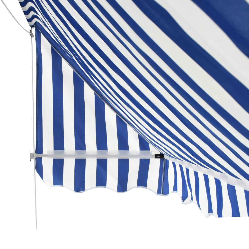 vidaXL Toldo bistrô 400x120 cm azul e branco