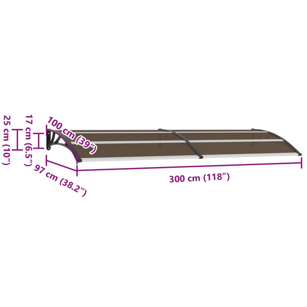 vidaXL Toldo de porta 300x100 cm PC preto