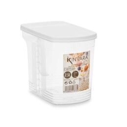 Kinvara|Recipiente para Conservar Alimentos Kinvara 02 1507 Cinzento Transparente 2,5 L 20,5 x 17 x 13 cm (24 Unidades)
