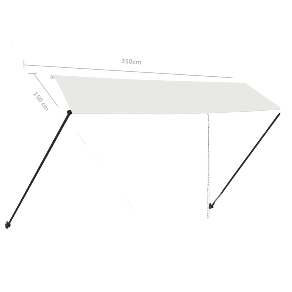 vidaXL Toldo retrátil com LED 350x150 cm creme