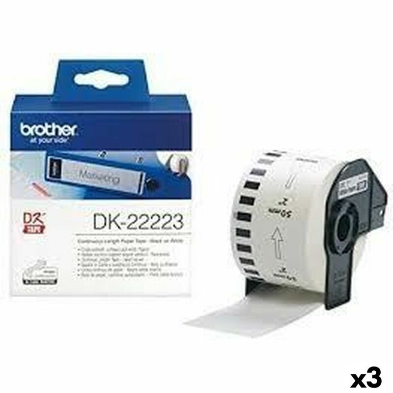 Brother|Papel Contínuo para Impressoras Brother DK-22223 Branco 50 mm x 30,48 m Preto (3 Unidades) Brother|Papel Contínuo para Impressoras Brother DK-22223 Branco 50 mm x 30,48 m Preto (3 Unidades)