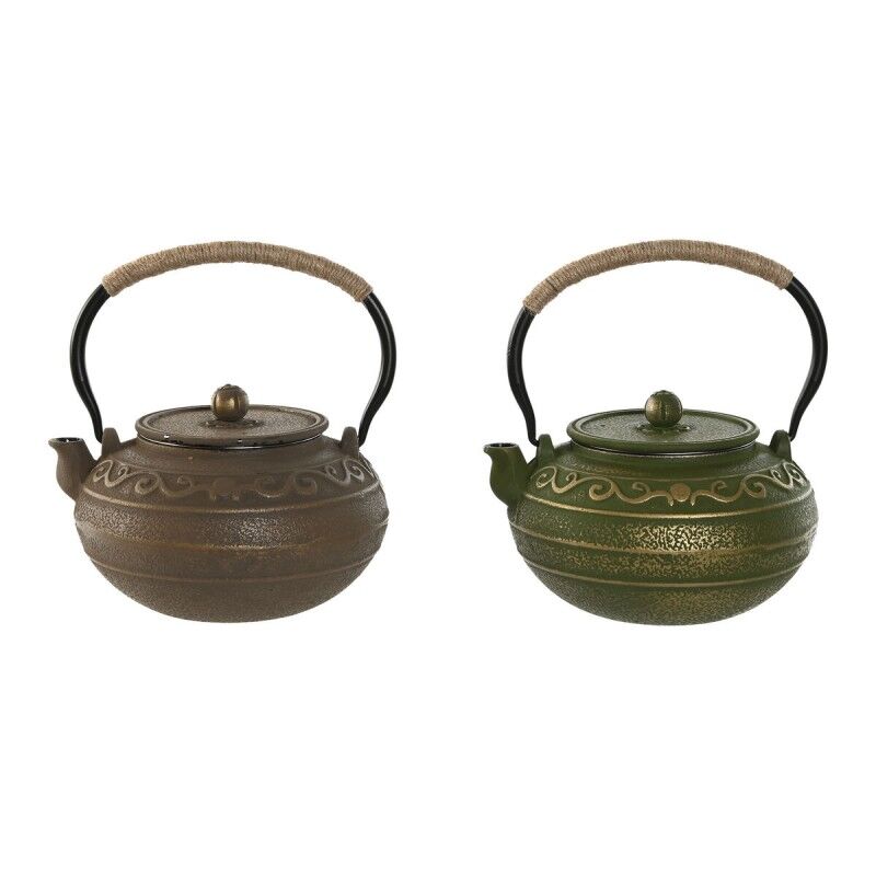 Home ESPRIT|Bule Home ESPRIT Castanho Verde Aço inoxidável Ferro 1,3 L (2 Unidades) Home ESPRIT|Bule Home ESPRIT Castanho Verde Aço inoxidável Ferro 1,3 L (2 Unidades)