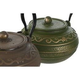 Home ESPRIT|Bule Home ESPRIT Castanho Verde Aço inoxidável Ferro 1,3 L (2 Unidades)