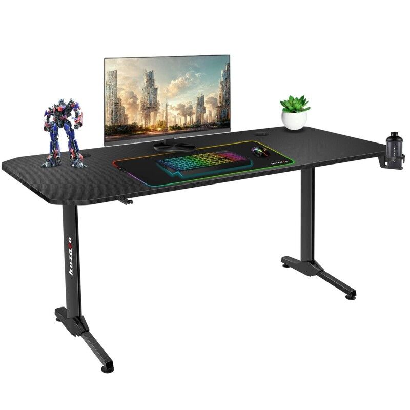 Huzaro|Mesa de Escritório Gaming Huzaro HZ-Hero 4.7 Preto Madeira MDF 160 x 75 cm Huzaro|Mesa de Escritório Gaming Huzaro HZ-Hero 4.7 Preto Madeira MDF 160 x 75 cm