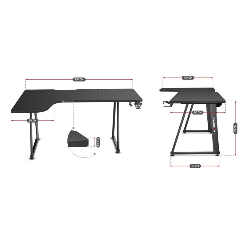 Huzaro|Secretária Huzaro HZ-Hero 7.7 Preto 160 x 60 cm Huzaro|Secretária Huzaro HZ-Hero 7.7 Preto 160 x 60 cm