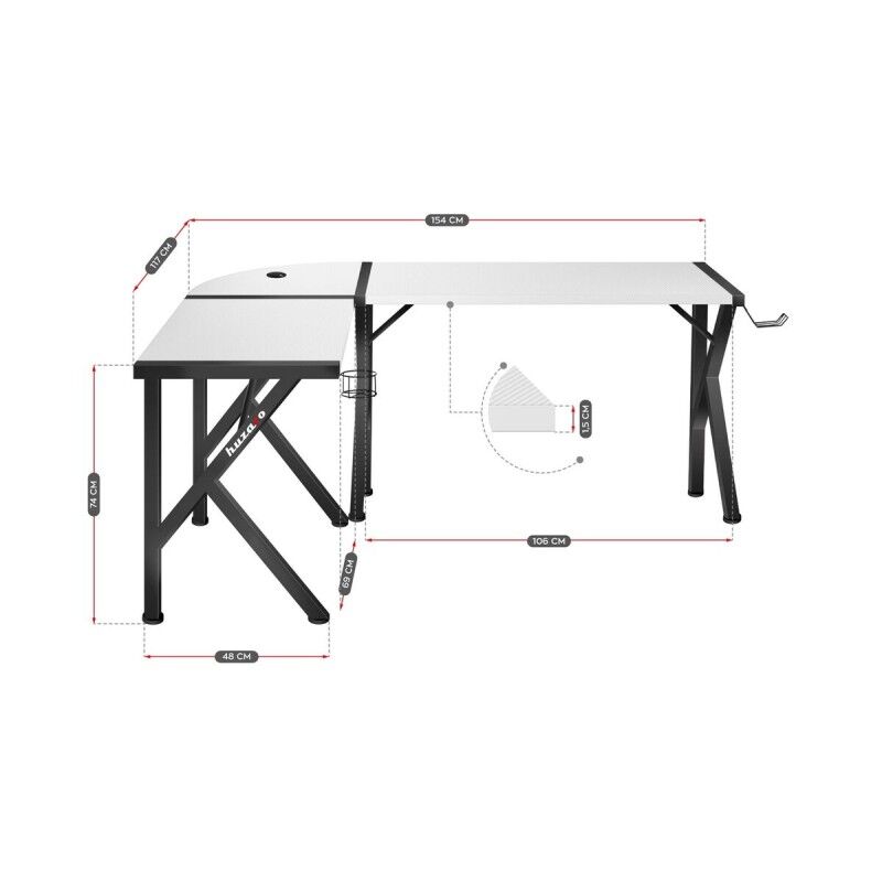 Huzaro|Secretária Huzaro Hero 6.3 Branco Preto Aço Fibra de carbono 154 x 74 x 117 cm Huzaro|Secretária Huzaro Hero 6.3 Branco Preto Aço Fibra de carbono 154 x 74 x 117 cm