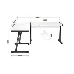 Huzaro|Secretária Huzaro HZ-Hero 6.0 Branco Aço Fibra de carbono 178 x 4 x 112 cm