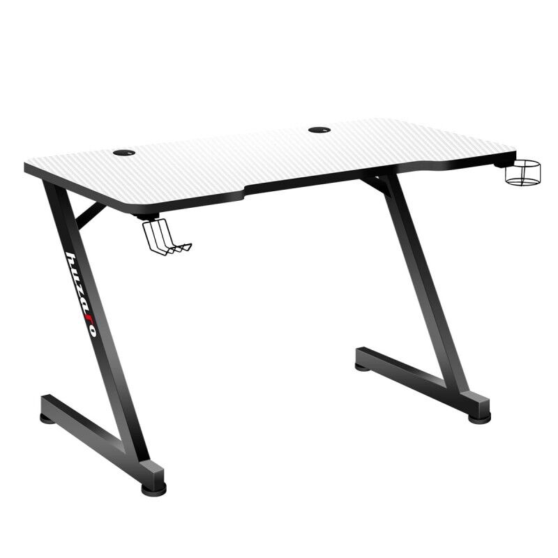Huzaro|Secretária Huzaro Hero 2.5 Branco Preto Alumínio 120 x 60 cm