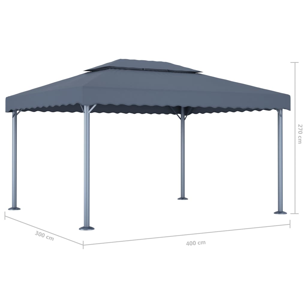 vidaXL Gazebo 400x300 cm alumínio antracite