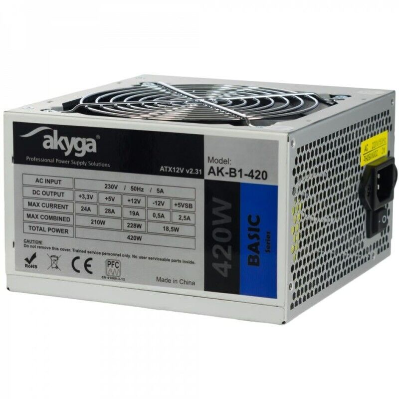 Akyga|Fonte de Alimentação Akyga AK-B1-420 420 W ATX RoHS CE REACH Akyga|Fonte de Alimentação Akyga AK-B1-420 420 W ATX RoHS CE REACH