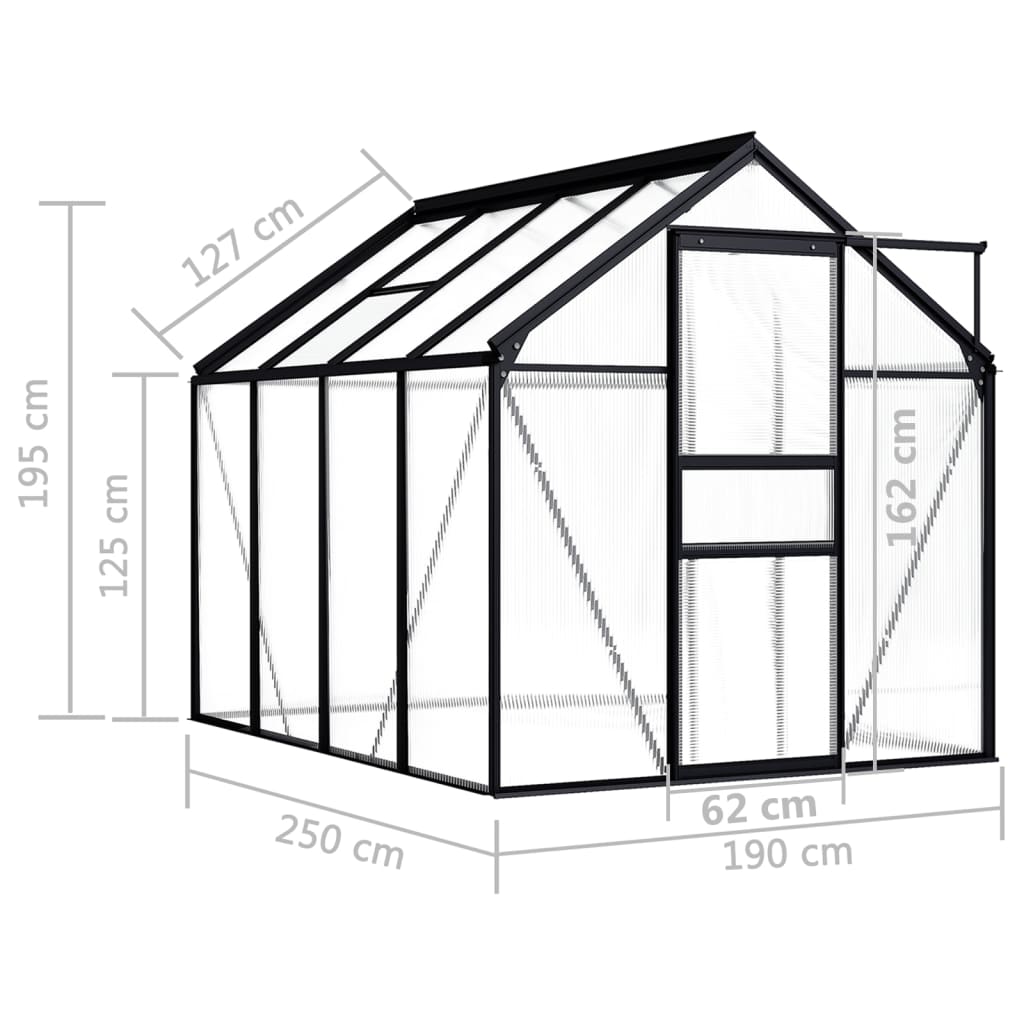 vidaXL Estufa 4,75 m² alumínio antracite