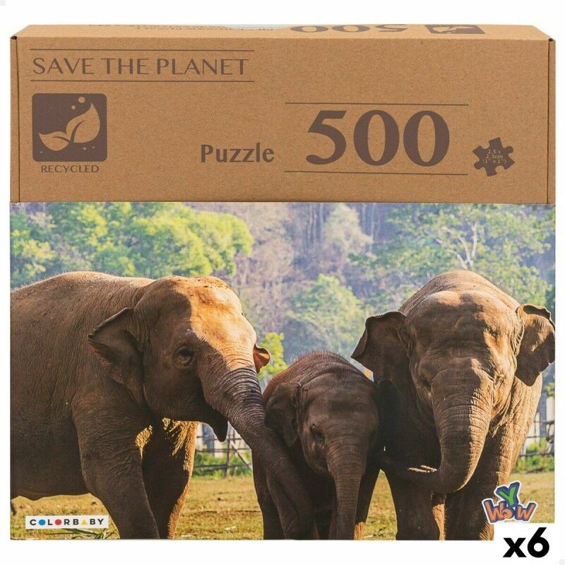Colorbaby|Puzzle Colorbaby Elephant 500 Peças 6 Unidades 61 x 46 x 0,1 cm Colorbaby|Puzzle Colorbaby Elephant 500 Peças 6 Unidades 61 x 46 x 0,1 cm