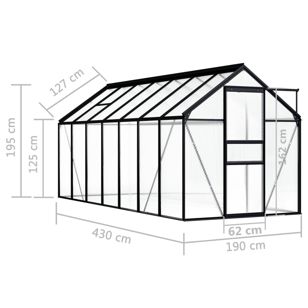 vidaXL Estufa 8,17 m² alumínio antracite