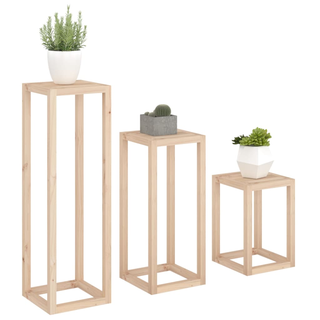 vidaXL 3 pcs conjunto de suporte plantas pinho maciço