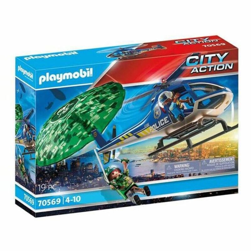Playmobil|Playset  City Action Police helicopter: Parachute Chase Playmobil 70569 (19 pcs)