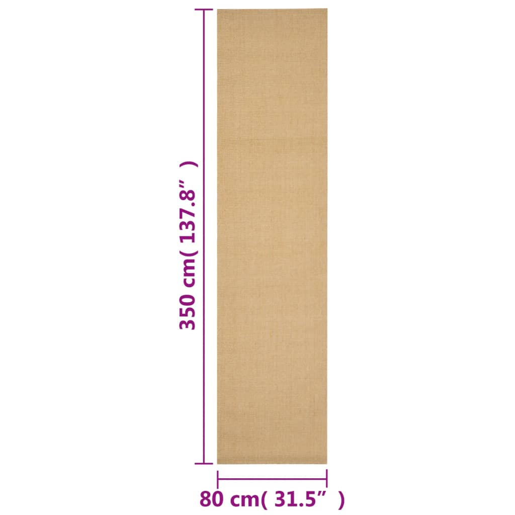 vidaXL Tapete sisal natural 80x350 cm