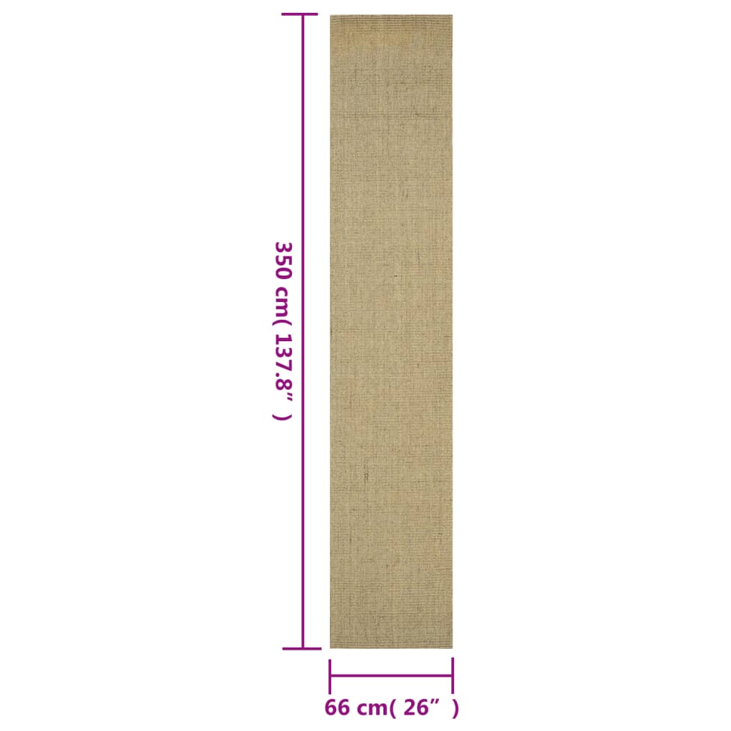 vidaXL Tapete sisal natural 66x350 cm verde