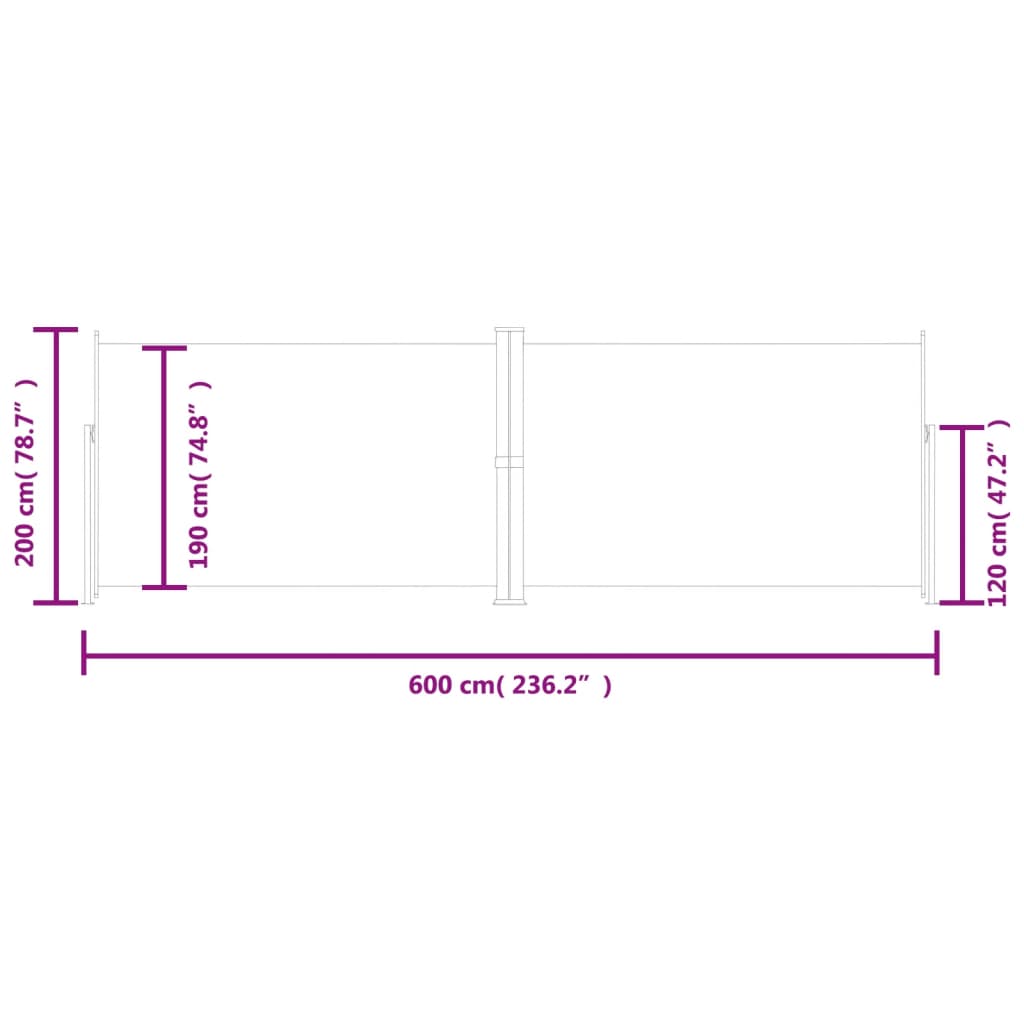 vidaXL Toldo lateral retrátil 200x600 cm azul