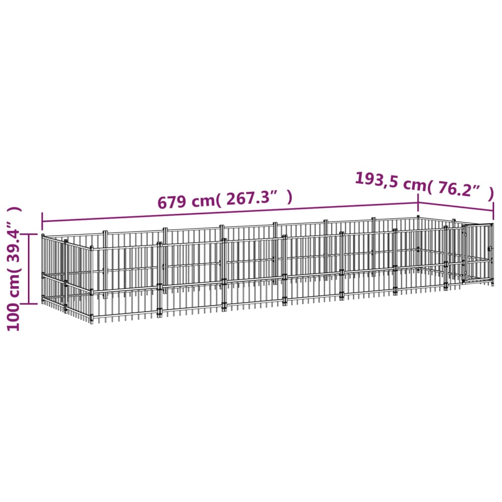 vidaXL Canil de exterior 13,14 m² aço