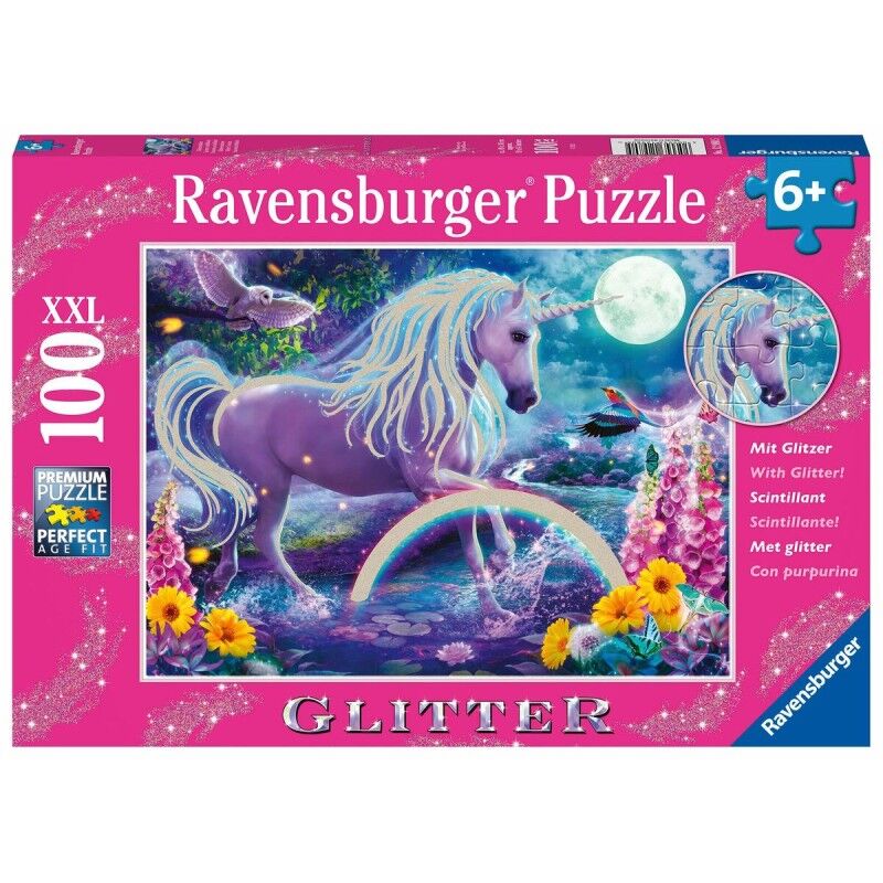 Ravensburger|Puzzle Ravensburger 12980 Unicórnio Purpurina XXL 100 Peças