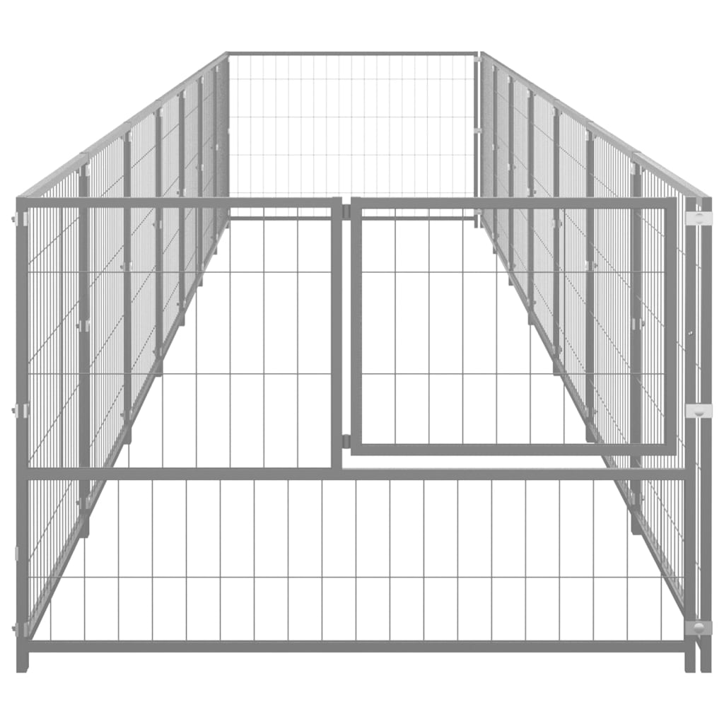 vidaXL Canil para cães 7 m² aço prateado