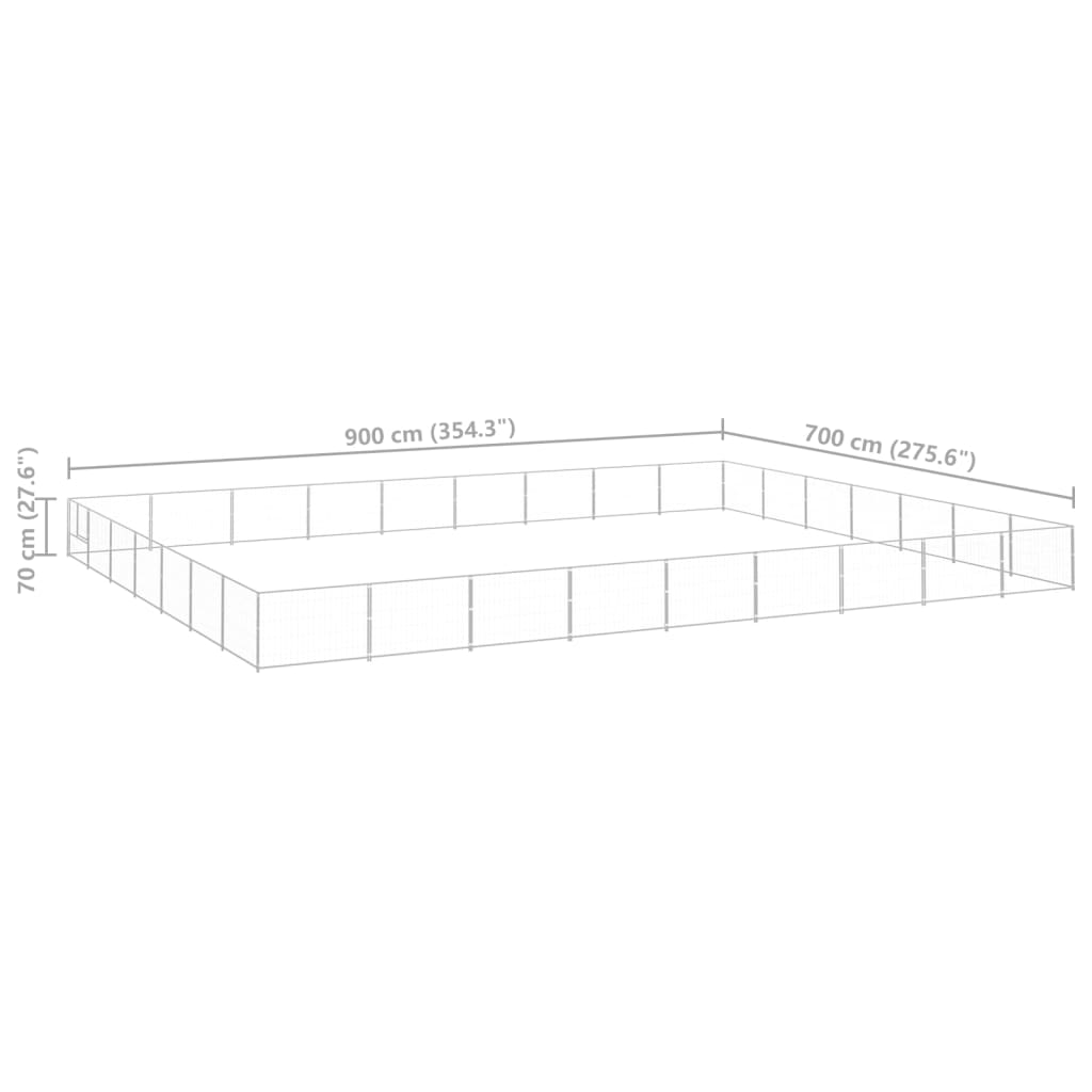 vidaXL Canil para cães 63 m² aço prateado