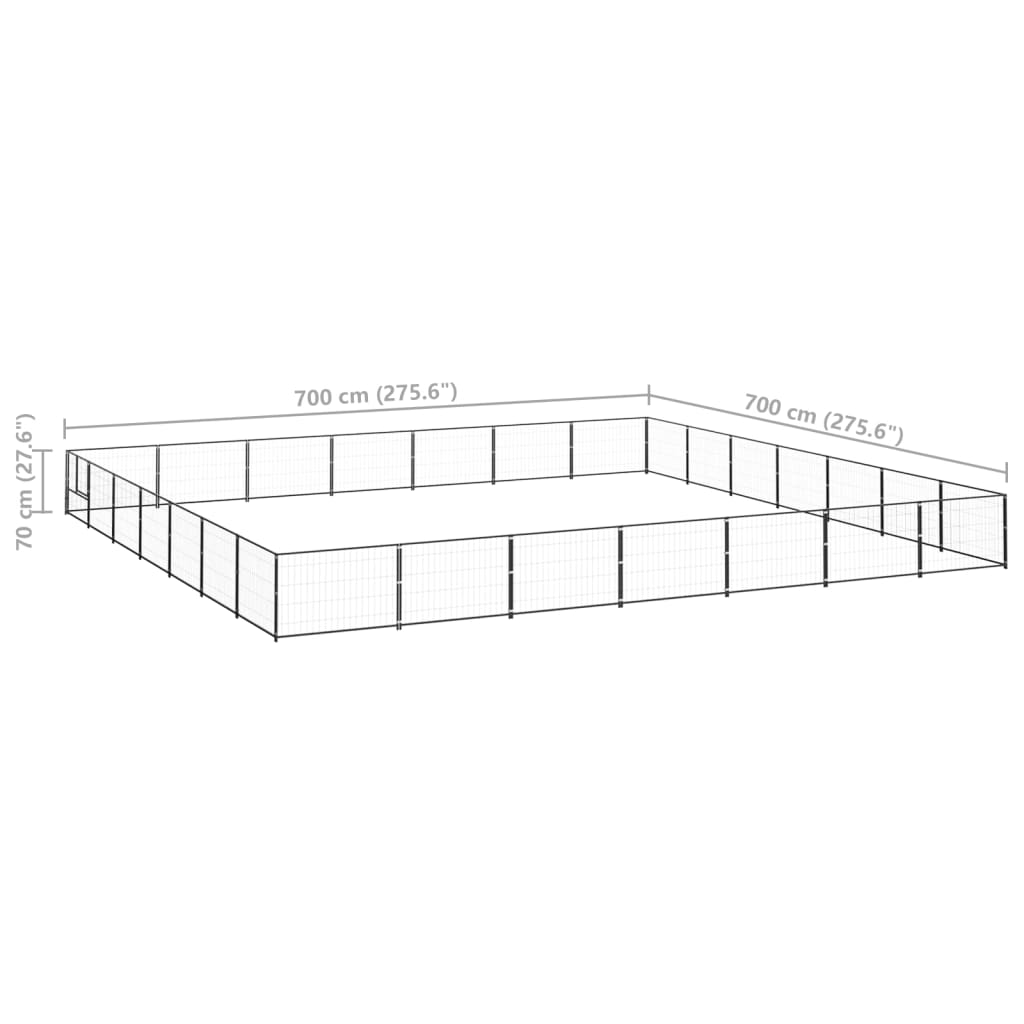 vidaXL Canil para cães 49 m² aço preto