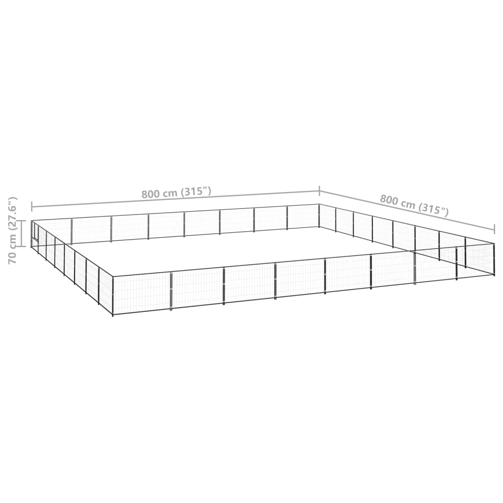 vidaXL Canil para cães 64 m² aço preto