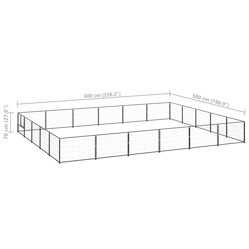 vidaXL Canil para cães 30 m² aço preto