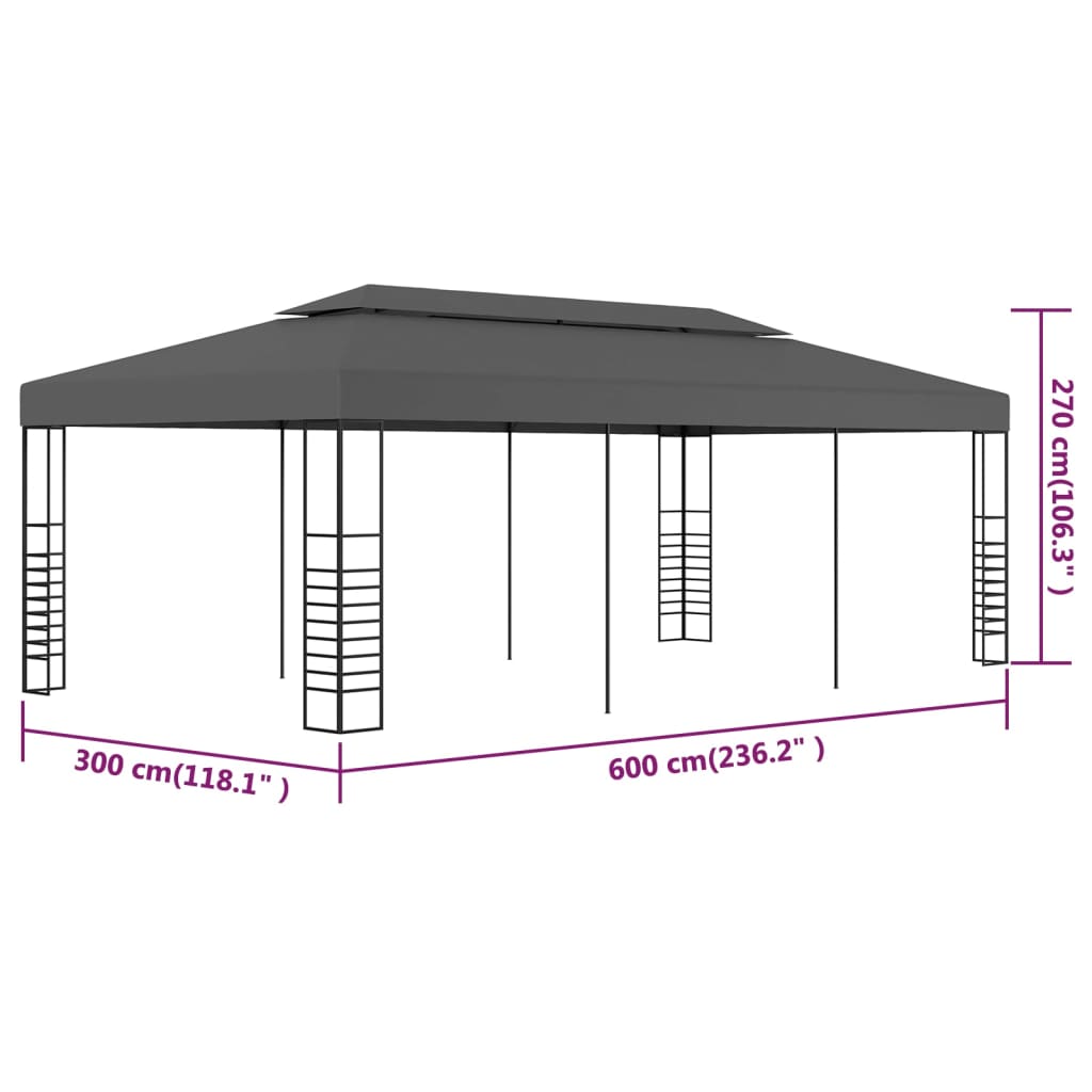 vidaXL Gazebo/tenda 3x6 m antracite