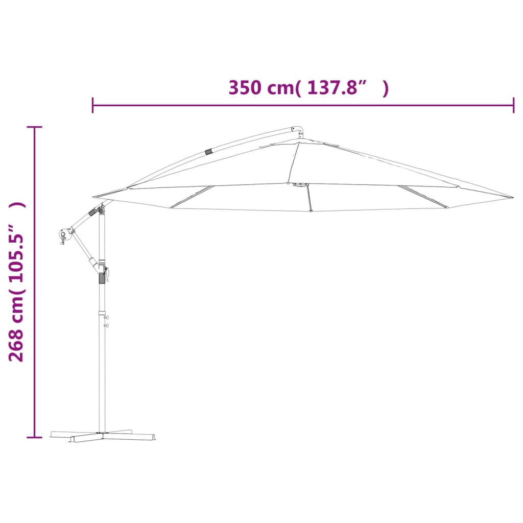 vidaXL Guarda-sol cantilever 3,5 m azul