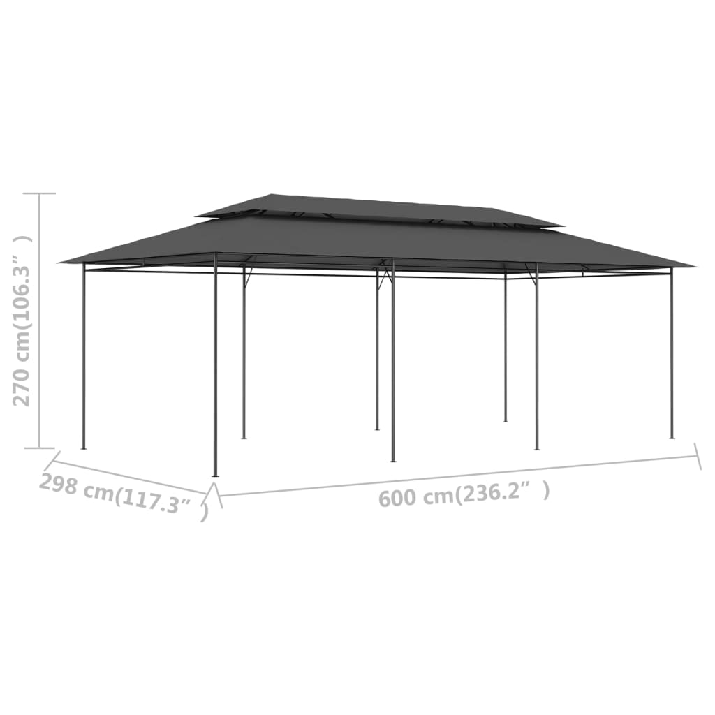 vidaXL Gazebo 600x298x270 cm antracite