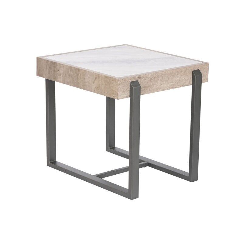 Home ESPRIT|Mesa de apoio Home ESPRIT Branco Cinzento Natural Metal 50 x 50 x 50 cm Home ESPRIT|Mesa de apoio Home ESPRIT Branco Cinzento Natural Metal 50 x 50 x 50 cm
