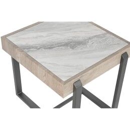 Home ESPRIT|Mesa de apoio Home ESPRIT Branco Cinzento Natural Metal 50 x 50 x 50 cm