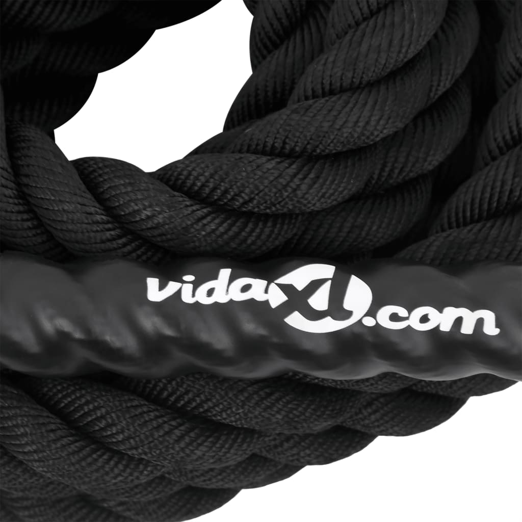 vidaXL Corda de batalha 9 m 6,8 kg poliéster preto