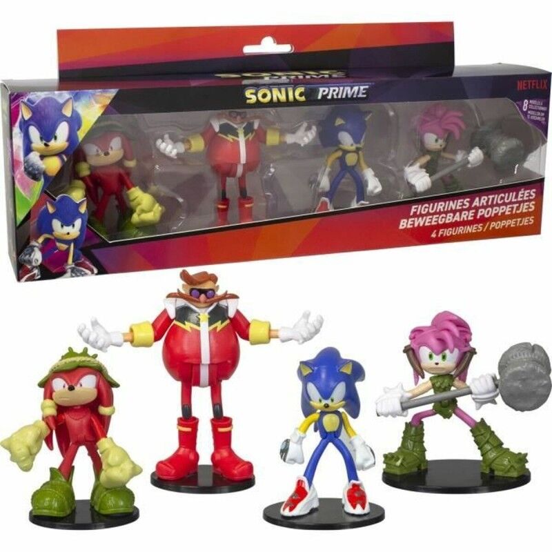 Sonic|Figuras Articuladas Sonic Prime 4 Peças Sonic|Figuras Articuladas Sonic Prime 4 Peças
