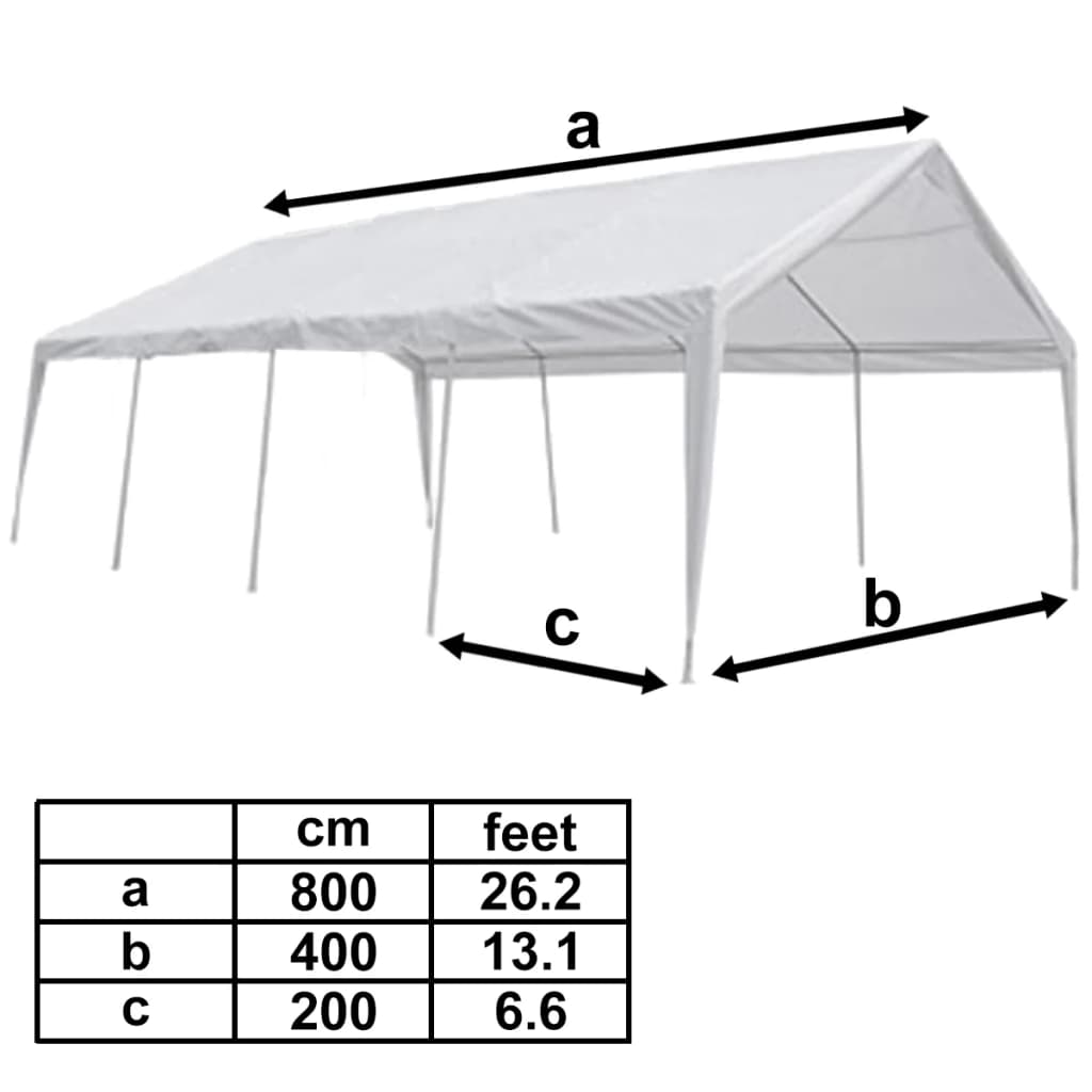 vidaXL Tenda para festa 8 x 4 m branco