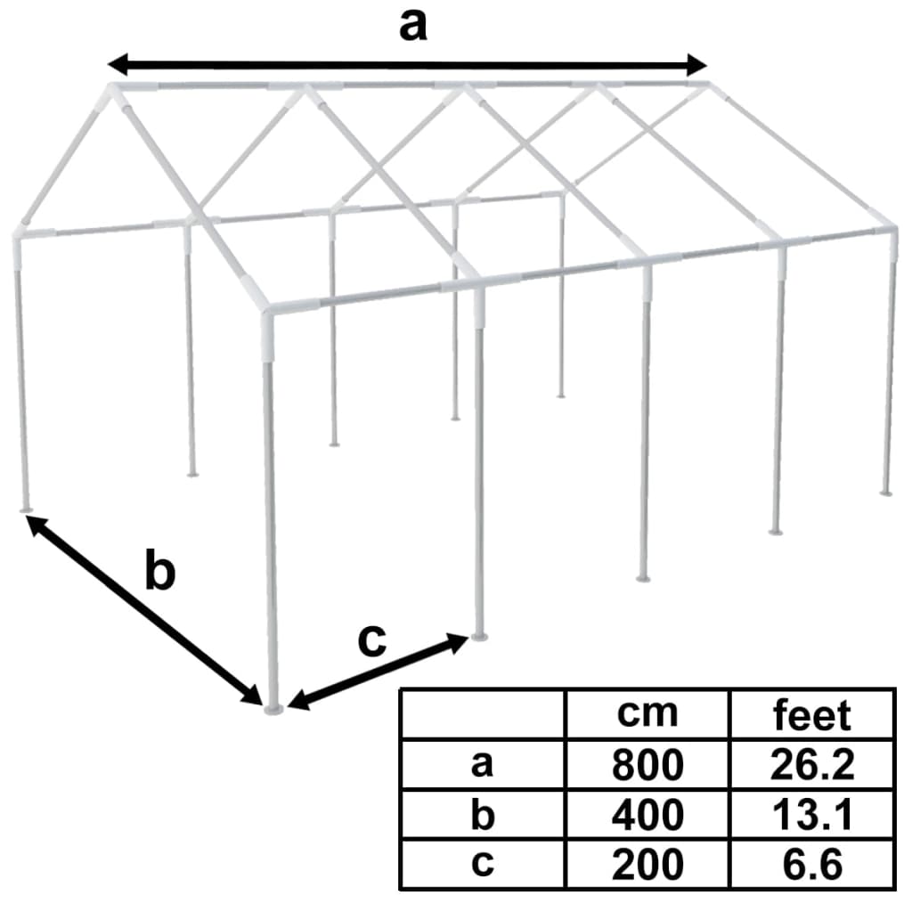 vidaXL Tenda para festa 8 x 4 m branco