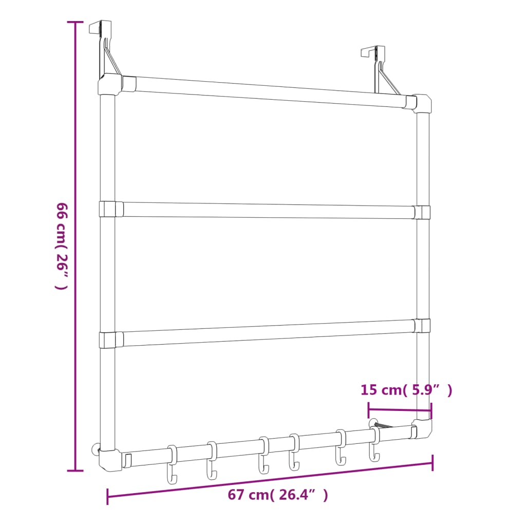 vidaXL Toalheiro 67x15x66 cm alumínio