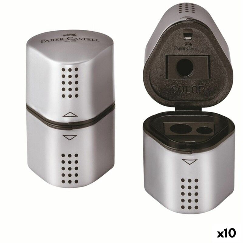 Faber-Castell|Afia-lápis Faber-Castell Grip 2001 3 em 1 Prateado Metal (10 Unidades)
