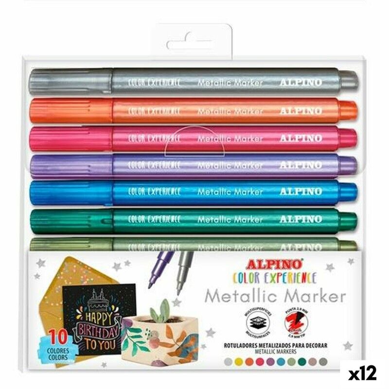 Alpino|Conjunto de Canetas de Feltro Alpino Metallic Marker Multicolor (12 Unidades) Alpino|Conjunto de Canetas de Feltro Alpino Metallic Marker Multicolor (12 Unidades)