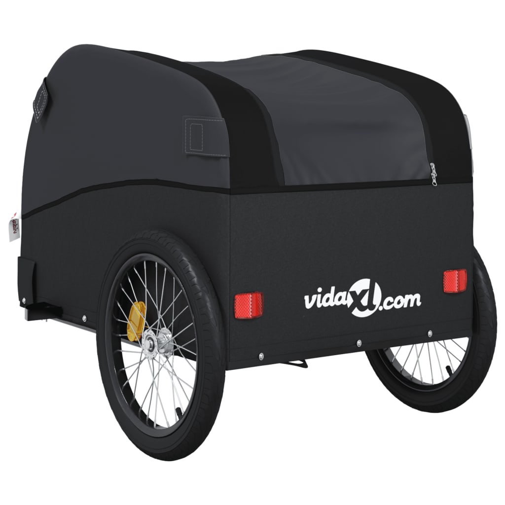 vidaXL Reboque para bicicleta 45 kg ferro preto